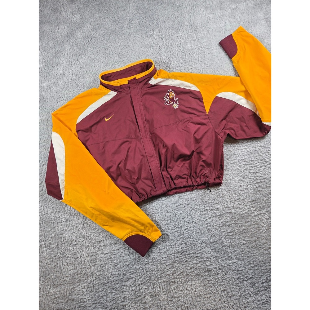 Nike Windbreaker Jacket Medium Maroon Women Arizona State Sun Devils Cropped Zip